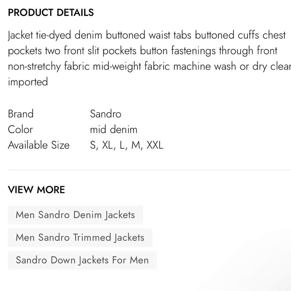 SANDRO French Luxury Brand from Paris Blue Denim Jacket with Tie Die Back. - Picture 10 of 13